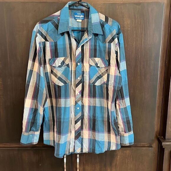 Vintage Wrangler Plaid Pearl Snap Shirt Size Large - Picture 1 of 4